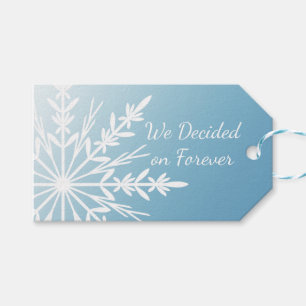 White Snowflake on Ice Blue Winter Save the Date Gift Tags