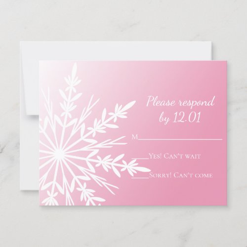 White Snowflake on Pink Winter Wedding RSVP