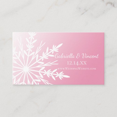 Pink Snowflake Wedding Website Profile Card Business Cards