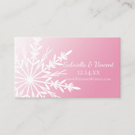 Customizable Pink Snowflake Wedding Website Profile Card Business Cards
