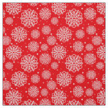 White snowflake on red with fish scales pattern fabric