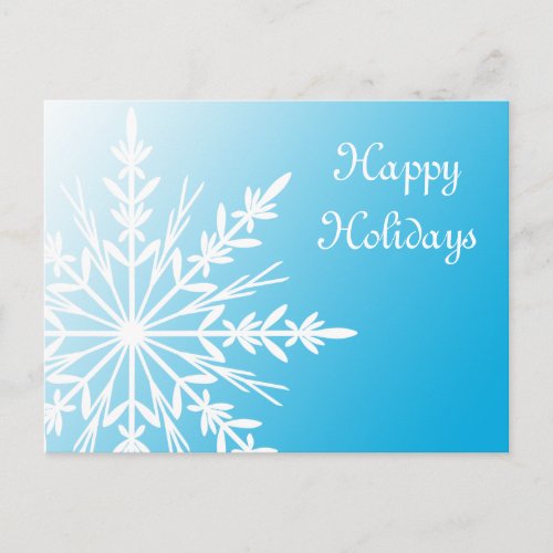 White Snowflake on Teal Business Happy Holidays Holiday Postcard