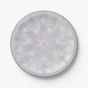 White snowflake paper plates