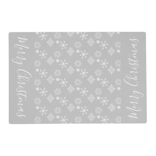 White Snowflake Pattern on Gray Placemat