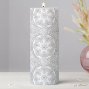 White Snowflake Pillar Candle