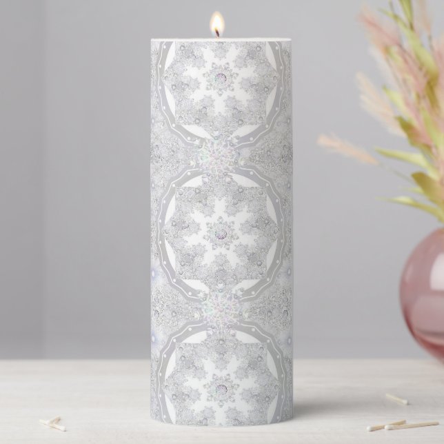 White Snowflake Pillar Candle (In Situ)