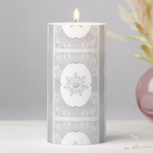 White Snowflake Pillar Candle