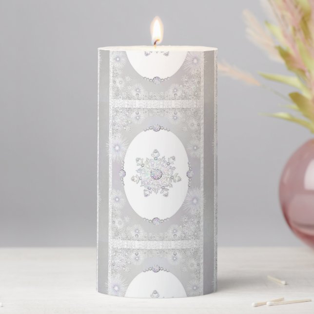 White Snowflake Pillar Candle (In Situ)