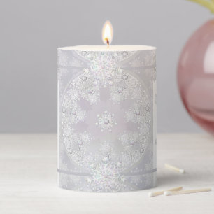 White Snowflake Pillar Candle