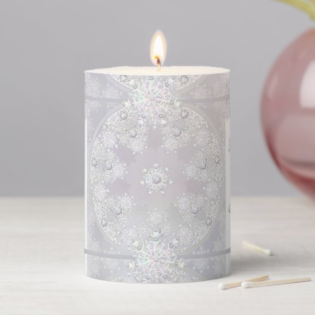 White Snowflake Pillar Candle (In Situ)