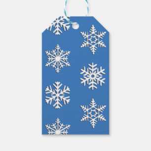 White snowflake print, Customizable Background Gift Tags