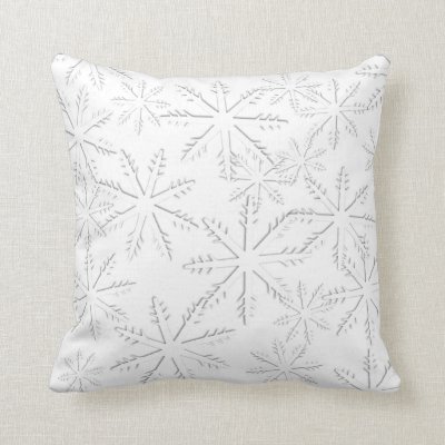 White Snowflake Print Throw Pillow