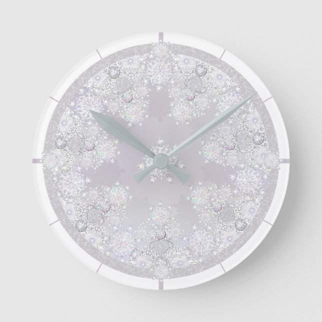 White Snowflake Round Clock (Front)