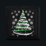 White Snowflake Silver Green Ribbon Christmas Tree Gift Box<br><div class="desc">White Snowflake Silver Green Ribbon Christmas Tree Holiday themed design</div>