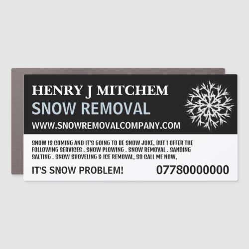 White Snowflake Snow Removal Company Advertising Car Magnet