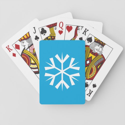 White Snowflake Symbol on Blue Background Poker Cards