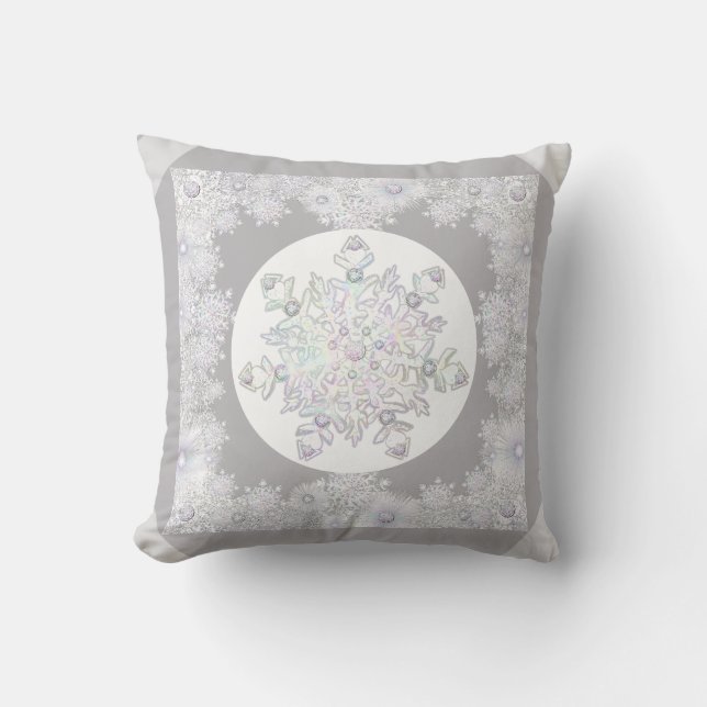 White snowflake throw pillow (Front)