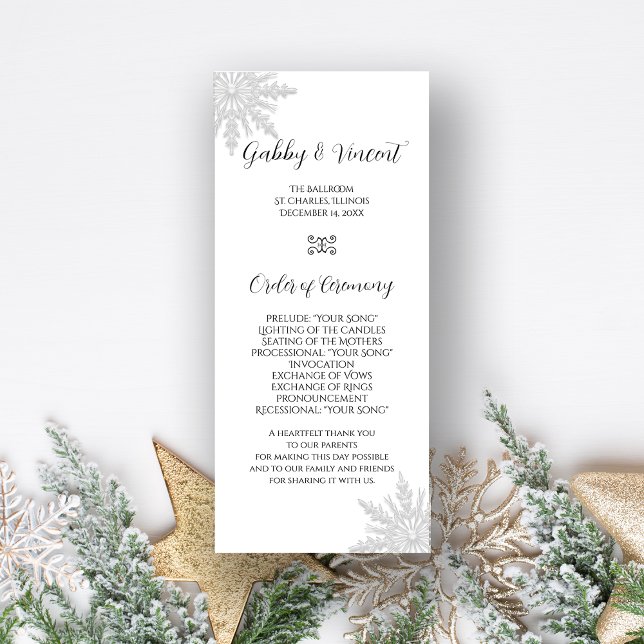 White Snowflake Winter Wedding Program (Creator Uploaded)