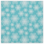 White Snowflake with paw print pattern Fabric