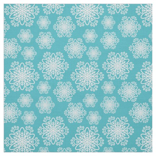 White Snowflake with paw print pattern Fabric