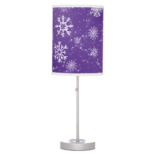 White Snowflakes Amethyst Purple Table Lamp