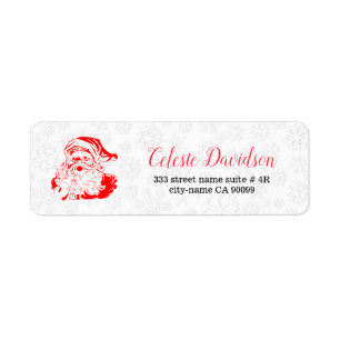 White Snowflakes And Red Santa Label