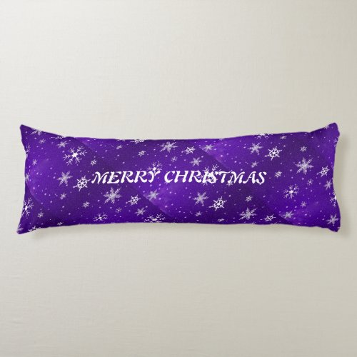 White Snowflakes Blue_Purple Backgrd Body Pillow