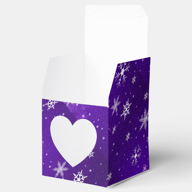 White Snowflakes Blue-Purple Backgrd Heart 2x2 Box (Opened)