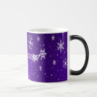 White Snowflakes Blue-Purple Backgrd Morphing Mug