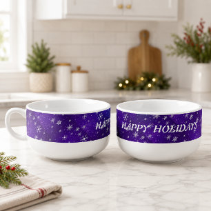 White Snowflakes Blue-Purple Backgrd Soup Mug