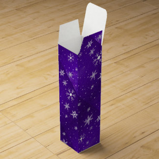 White Snowflakes Blue-Purple Backgrd Wine Gift Box