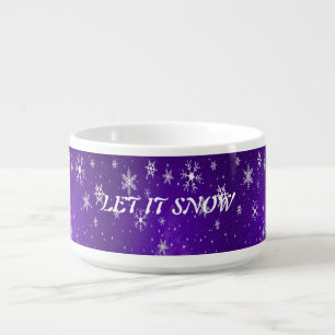 White Snowflakes Blue-Purple Background Chili Bowl
