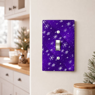 White Snowflakes Blue-Purple Light Switch Cover
