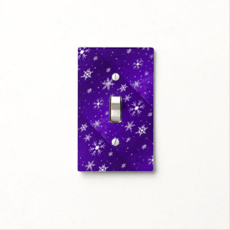 White Snowflakes Blue-Purple Light Switch Cover