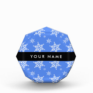 White Snowflakes, Blue, Your name, Personalize Acrylic Award