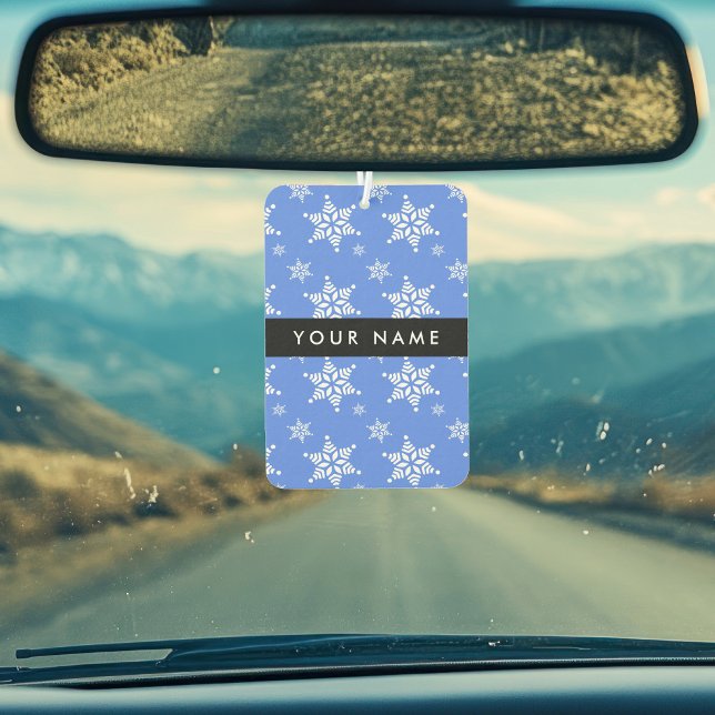White Snowflakes, Blue, Your name, Personalize Air Freshener (Creator Uploaded)