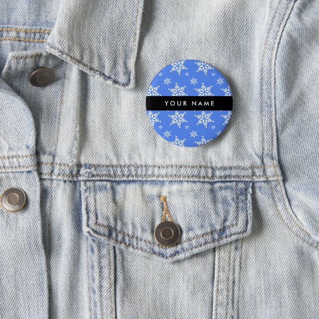 White Snowflakes, Blue, Your name, Personalize Button (In Situ)