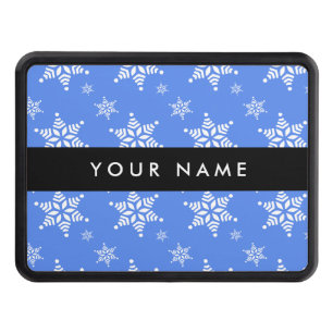White Snowflakes, Blue, Your name, Personalize Hitch Cover