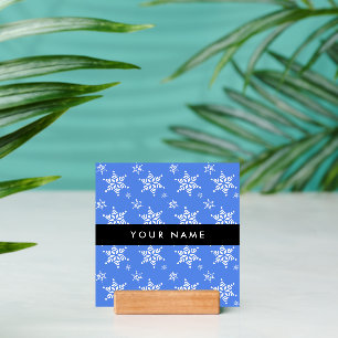 White Snowflakes, Blue, Your name, Personalize Holder