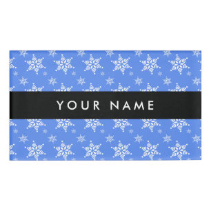White Snowflakes, Blue, Your name, Personalize Name Tag