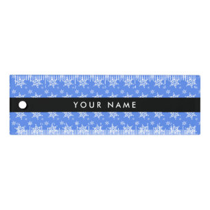 White Snowflakes, Blue, Your name, Personalize Ruler