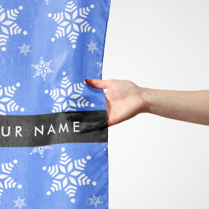 White Snowflakes, Blue, Your name, Personalize Scarf