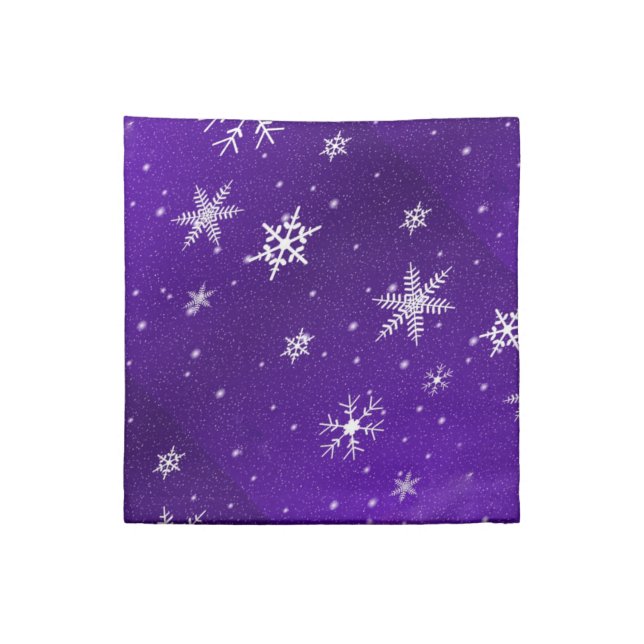White Snowflakes BluePurple Cocktail Cloth Napkins (Quarter Fold)