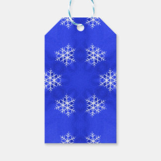 White Snowflakes Bright Blue Background Gift Tags