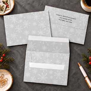 White Snowflakes Christmas Holiday Envelope