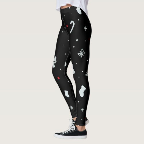 White Snowflakes Christmas Leggings For Women