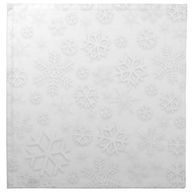 White Snowflakes Cloth Napkin (Front)