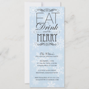 White Snowflakes - Eat Drink And Be Merry Invitation