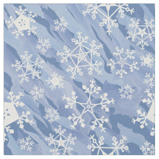 White Snowflakes  Fabric
