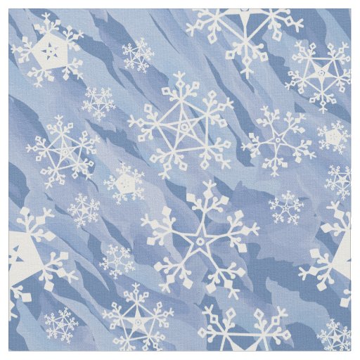 White Snowflakes  Fabric